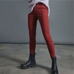 NWT Anthropologie Pilcro High Rise Red Flocked Skinny Denim Legging Size 25